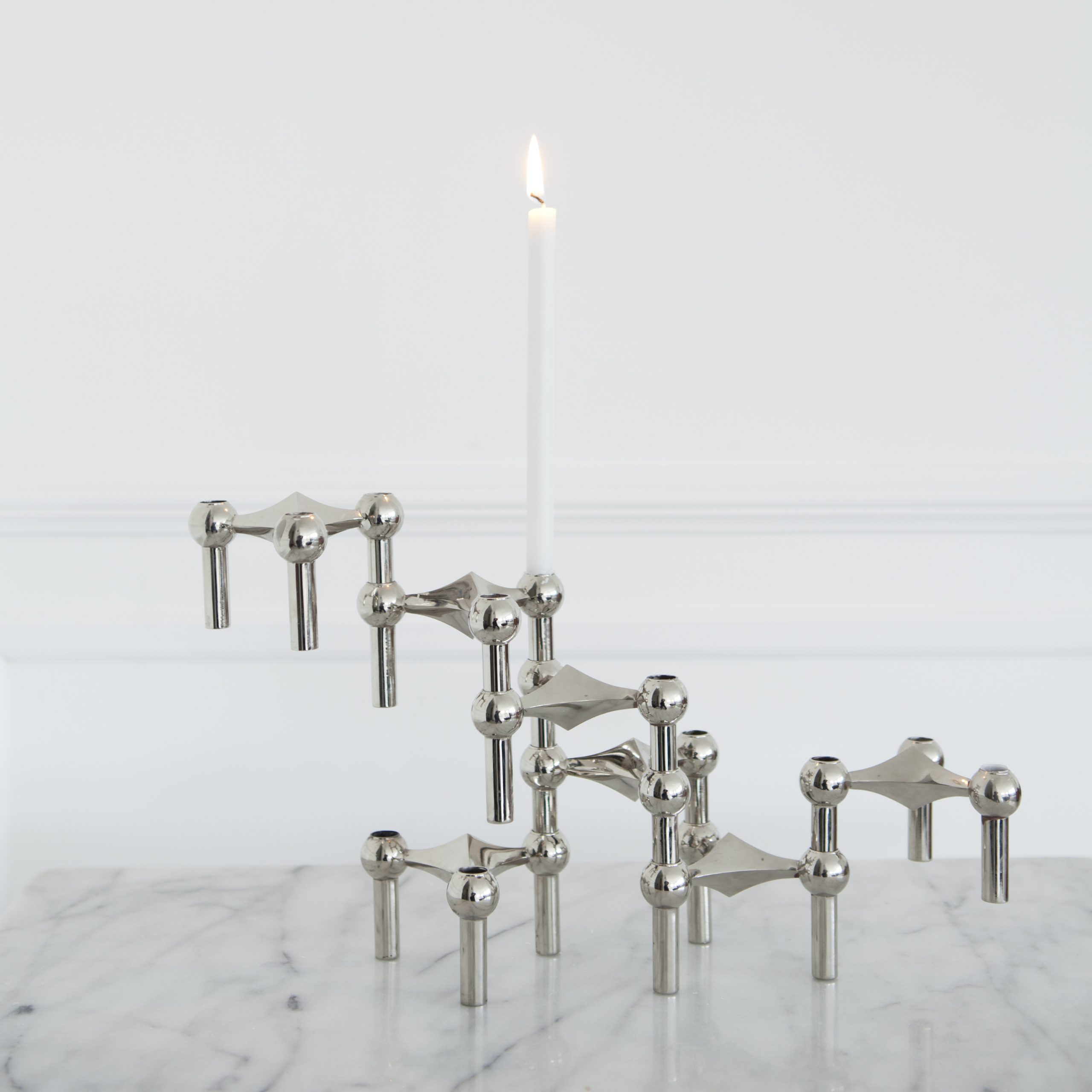 Stoff kertastjaki Ø10sm h7sm, 3 pcs, chrome