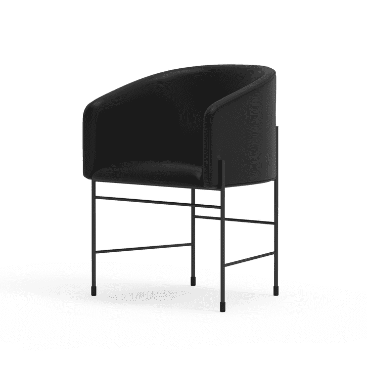 Covent Chair Sørensen Leather Black Perspective View White Background