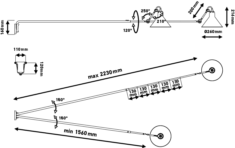 LG213 Large Double loftlampi