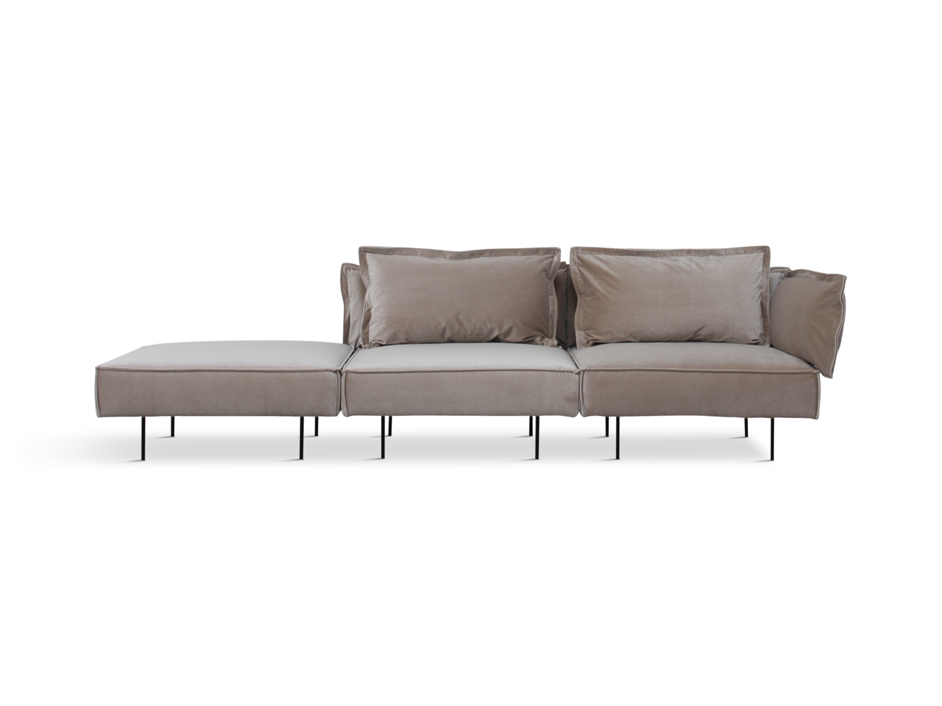 Modular Sofa, 2-Seat Sofa w. Chaise, Sapphire Velvet Sand