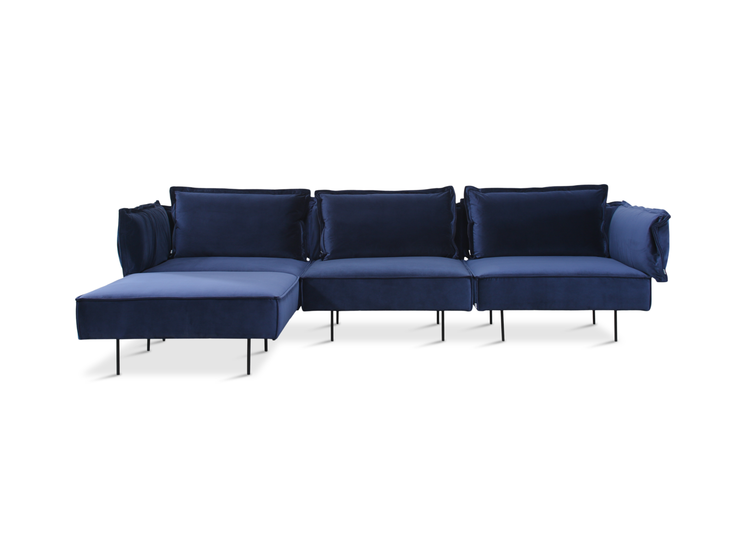 Modular Sofa, 3-Seat Sofa w. Chaise, Sapphire Velvet Royal Blue