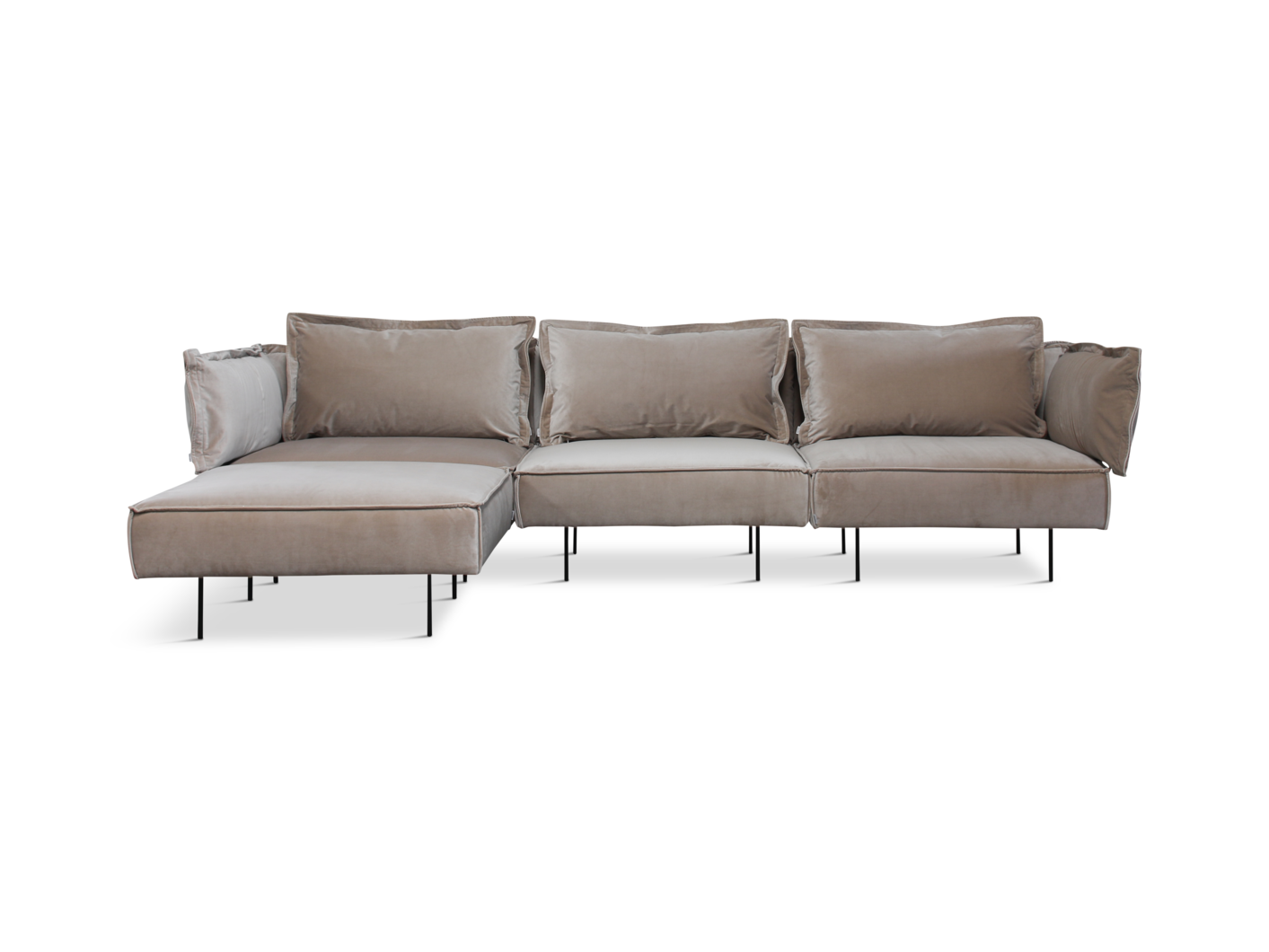 Modular Sofa, 3-Seat Sofa w. Chaise, Sapphire Velvet Sand