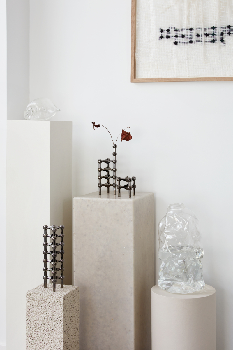 (NEW) STOFF Nagel candle holder set w-3 pcs, black chrome 5