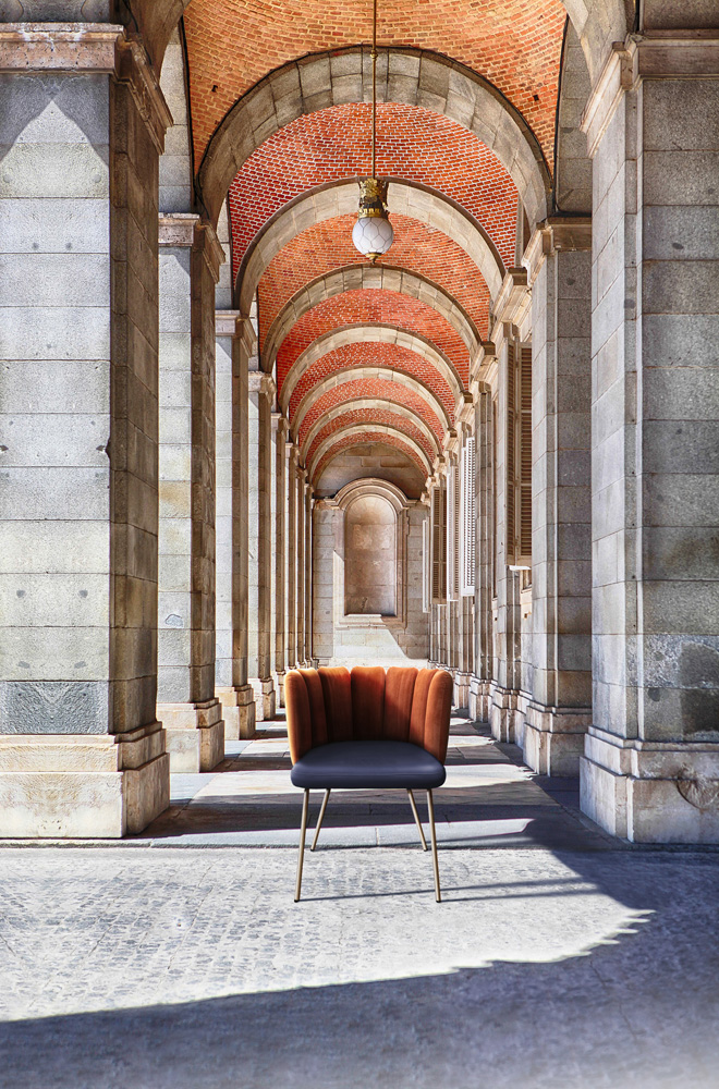 View of colonnade, Madrid, Spain