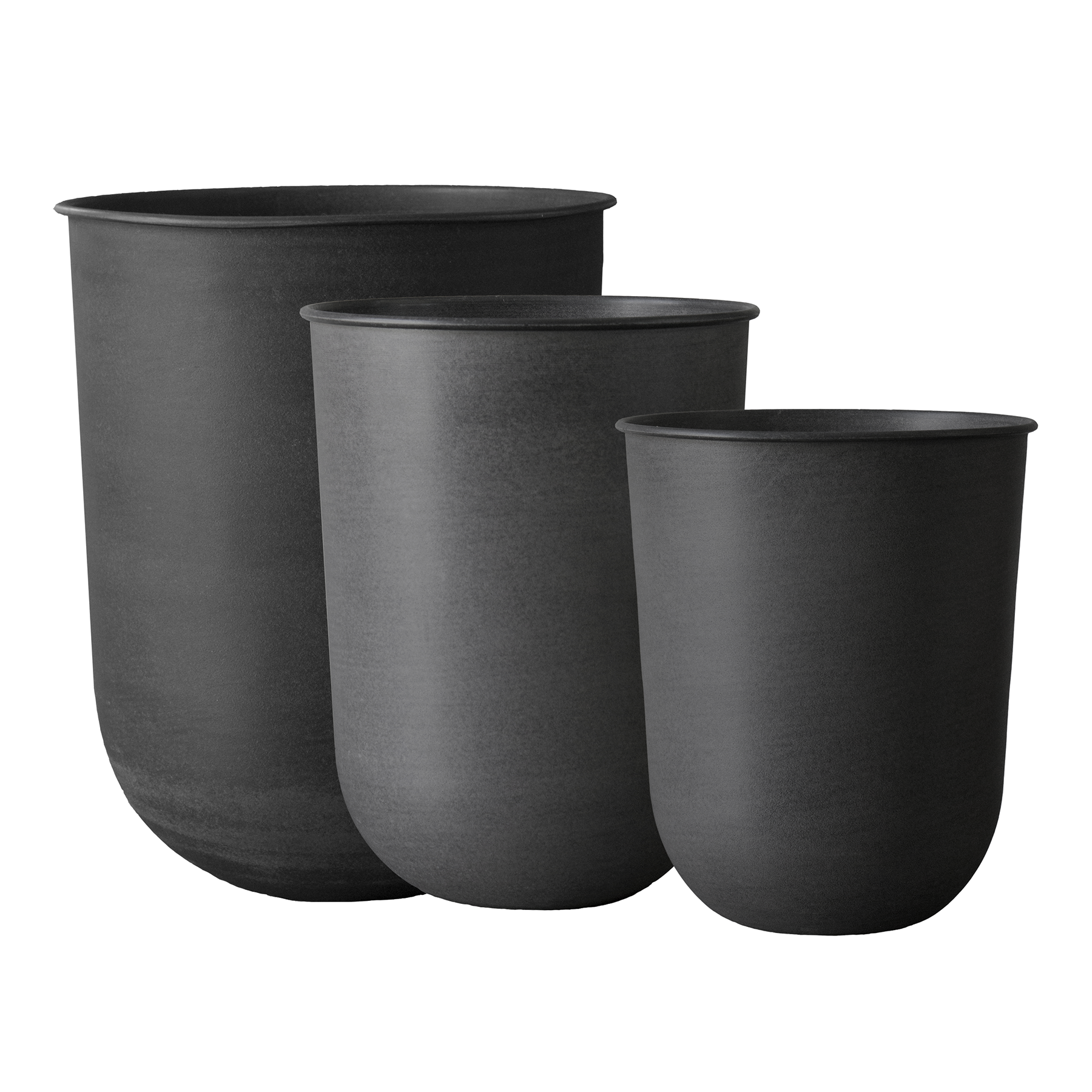 OUT Útiblómapottar 3 í setti, svartur