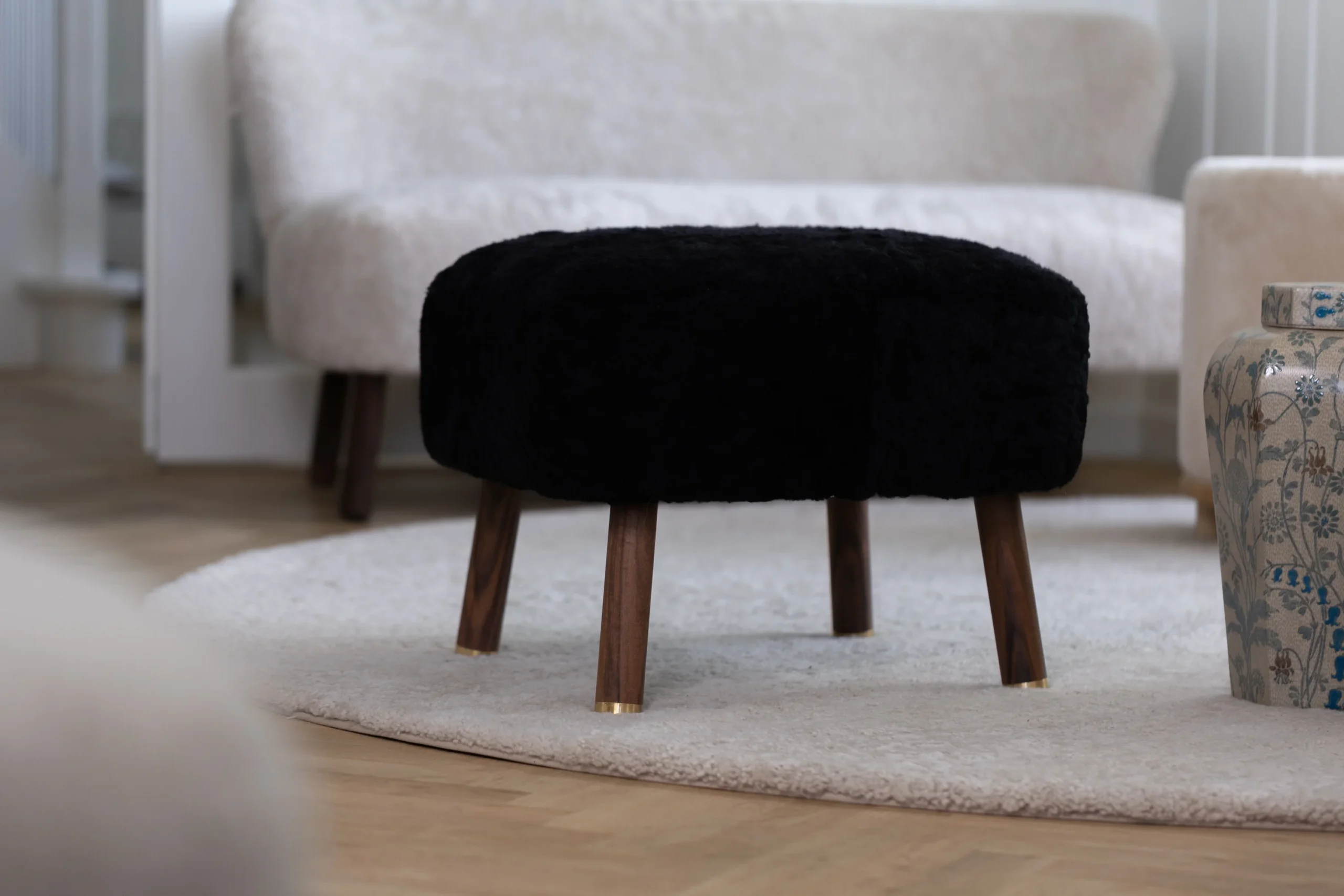 Short Wool Round gólfmotta