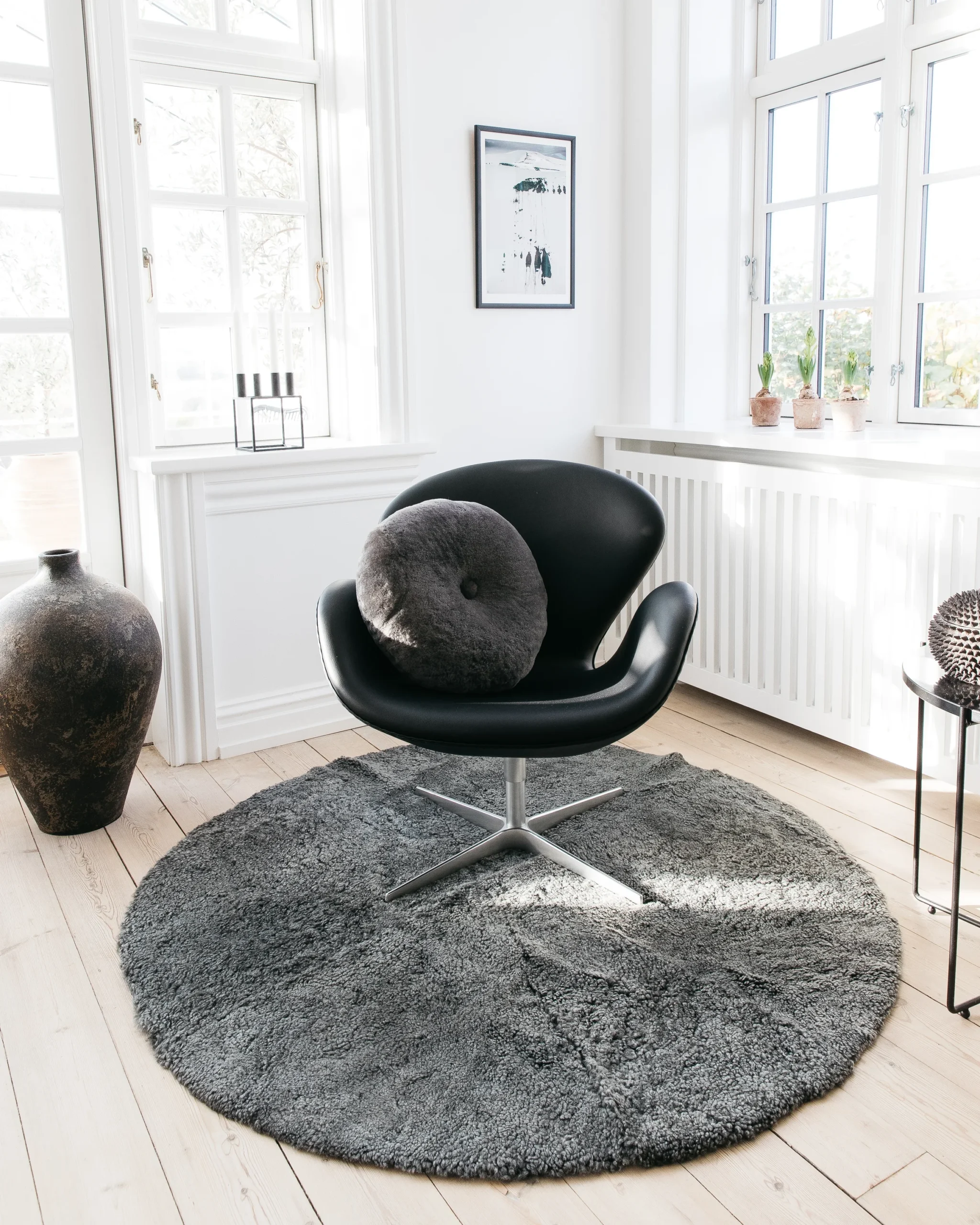 Short Wool Round gólfmotta