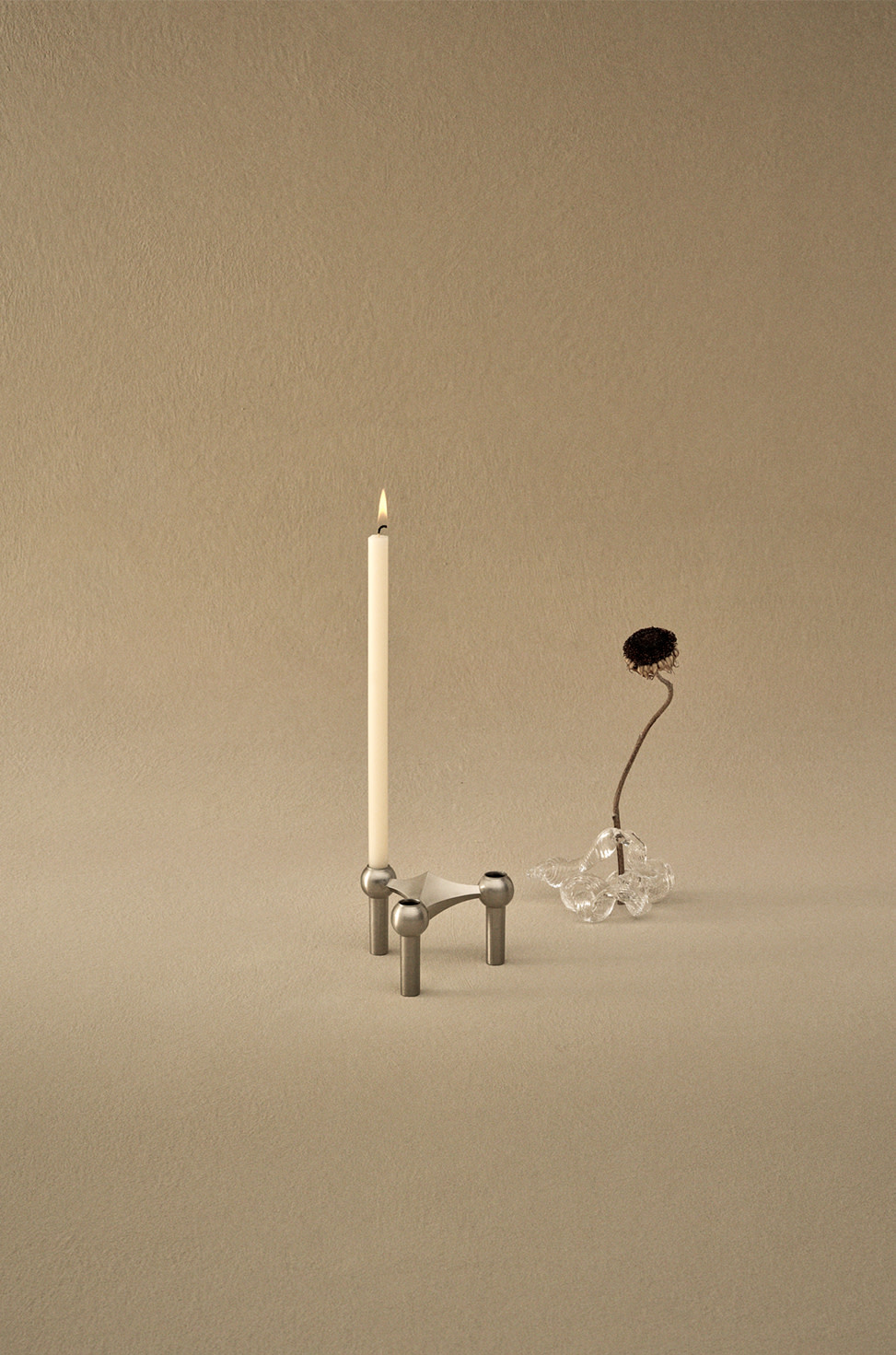 Stoff kertastjaki, brushed chrome