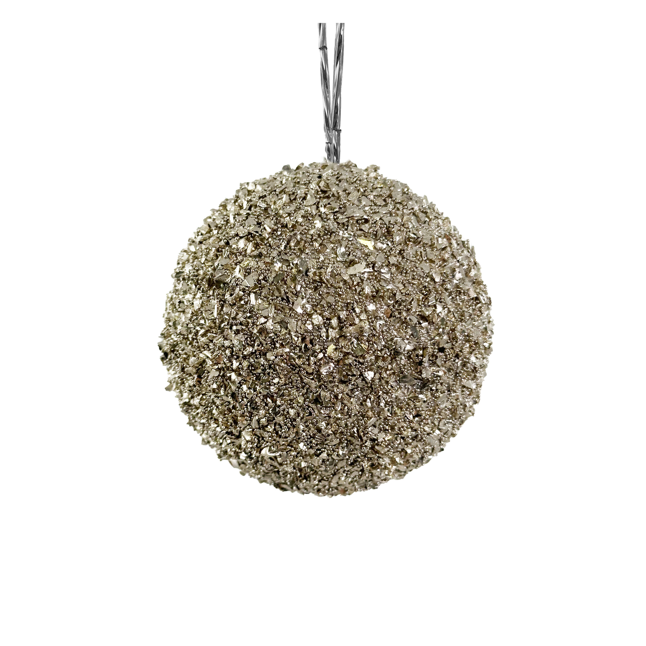 Jólaskraut -Bead Glitter Ball Silver,8cm