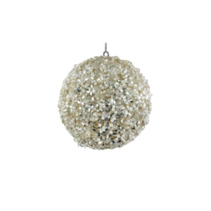 Jólaskraut - Ball 8cm Sequin-bead, white