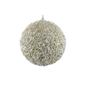 Jólaskraut - Ball 12cm Sequin-bead,white