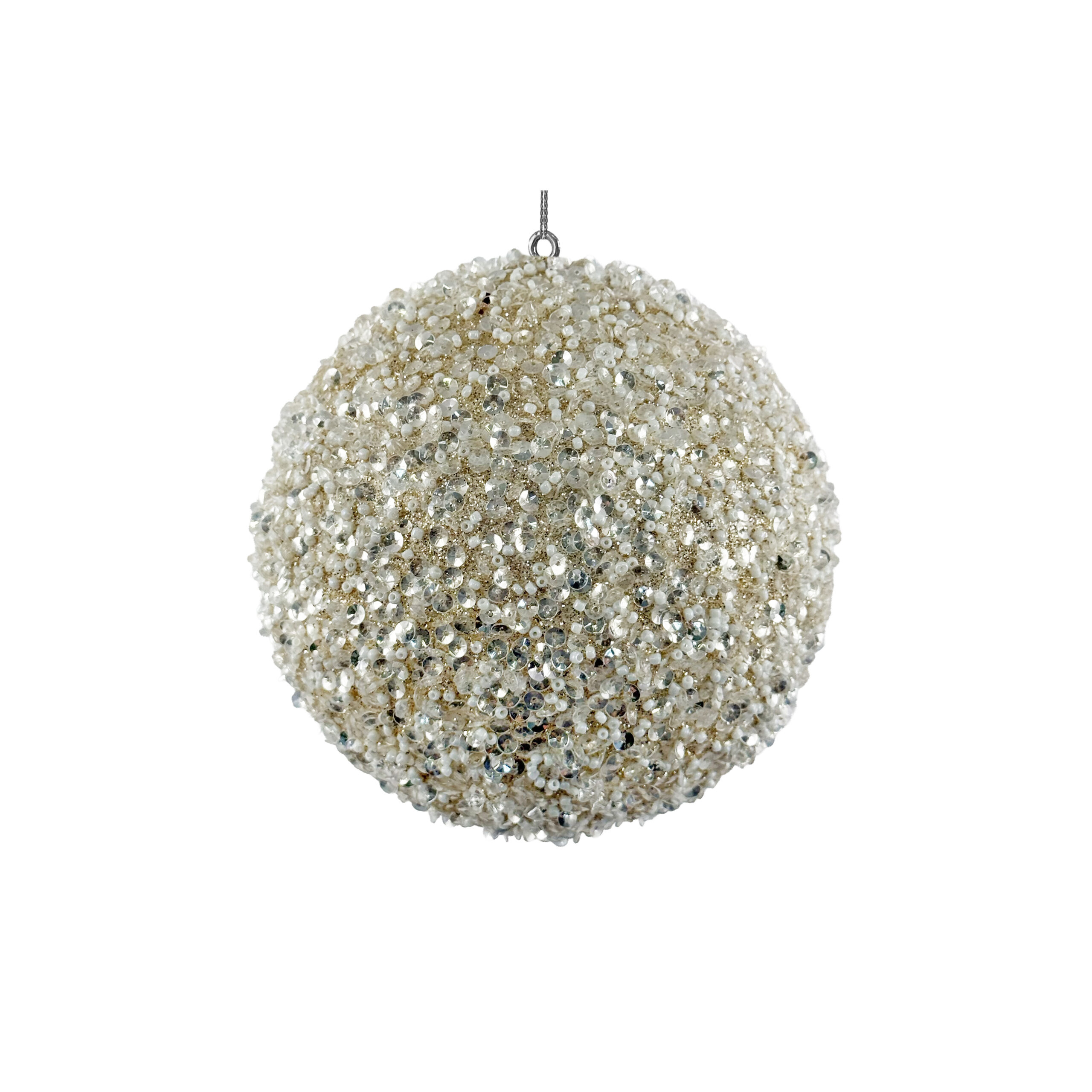 Jólaskraut - Ball 12cm Sequin-bead,white